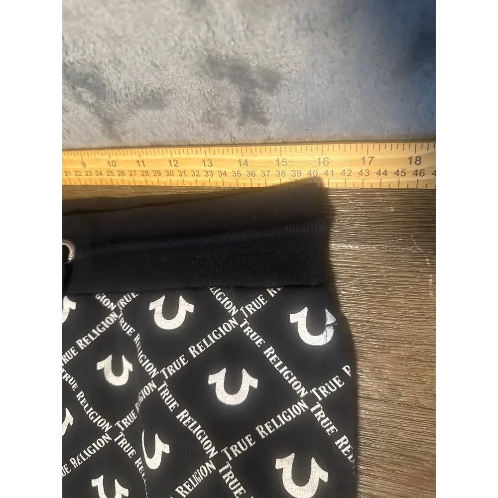 True Religion Allover Horseshoe Print Jogger Sweatpants Men’s Small Black/White